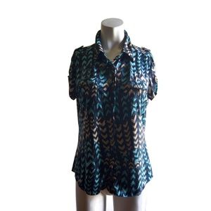 BCBG MaxAzria Button Font Shirt Women's Geometric